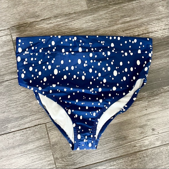 Kona Sol Bikini Bottom Navy Dot Print Plus Size 14W - Picture 7 of 10
